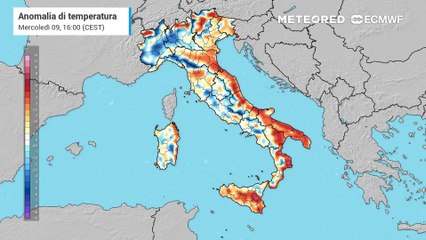 Mappa relativa alle anomalie di temperatura