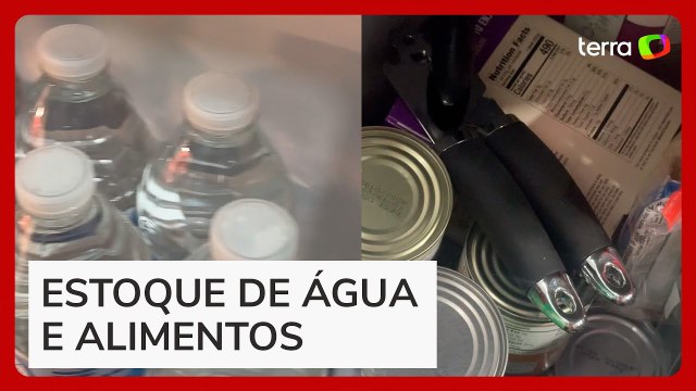 Brasileira mostra preparativos para passagem do furacão Milton em Orlando