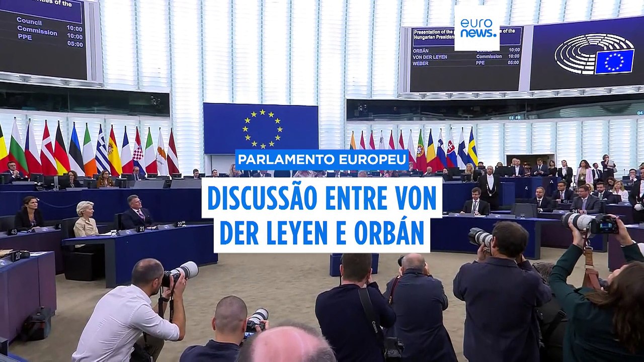 Viktor Orbán e Ursula von der Leyen em debate aceso no Parlamento Europeu