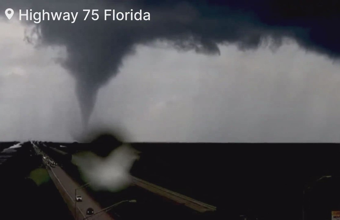 Florida traffic cameras capture dramatic tornado crossing highway as Hurricane Milton strikes