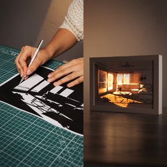 3D Paper Art with a Radiant Sunrise Illuminated by LED Lights 