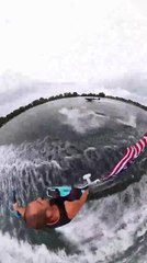 Wakeboarder Performs Impressive Trick by Flying Over Another Person in Water