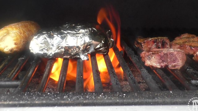 Tank Cooks Grilled Lamb Chops with Fire Roasted Potatoes