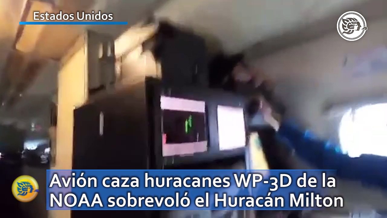 Avión caza huracanes WP-3D de la NOAA sobrevoló el Huracán Milton