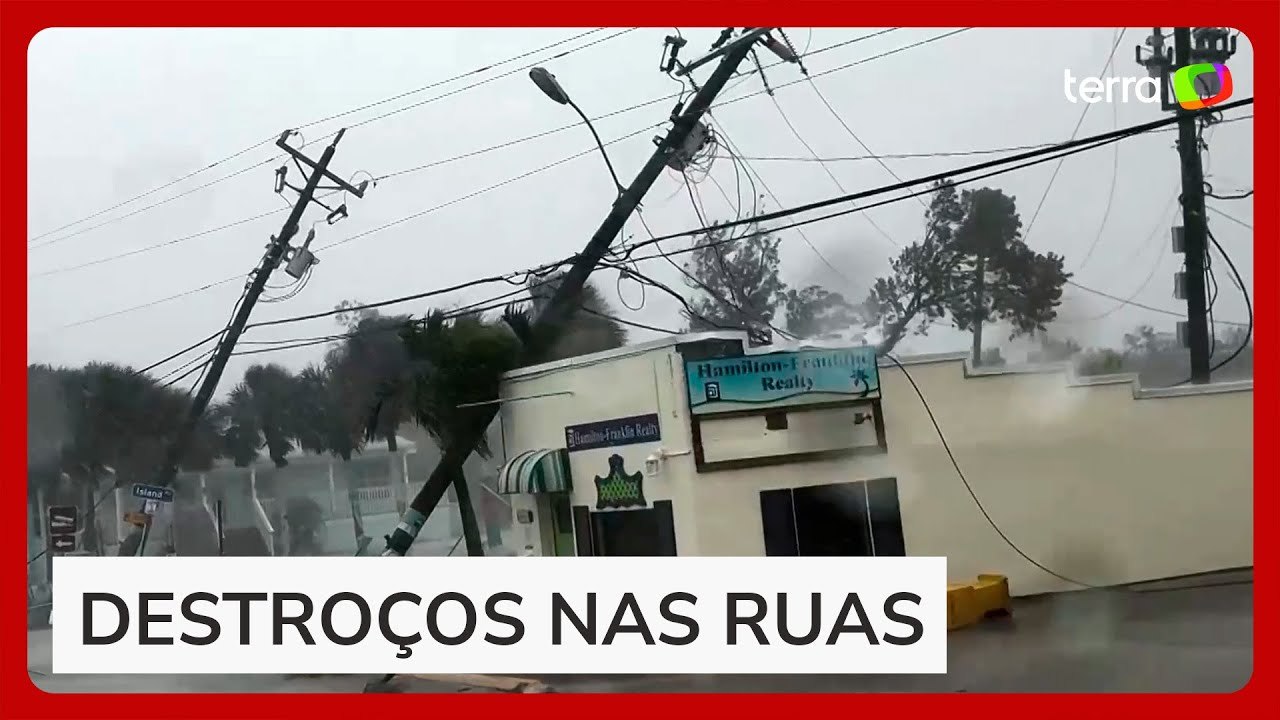 Tempestade antecede chegada do furacão Milton com fortes ventos e destroços