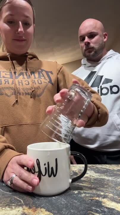 Wife Pranks Husband by Splashing Water on His Face