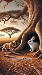 CUTE LITTLE RABBIT RESCUED A LION CUB
