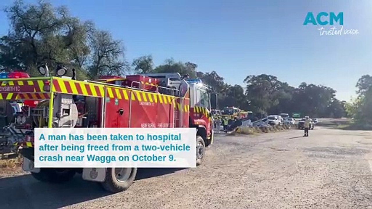 Man taken to hospital, highway closed after twovehicle crash video