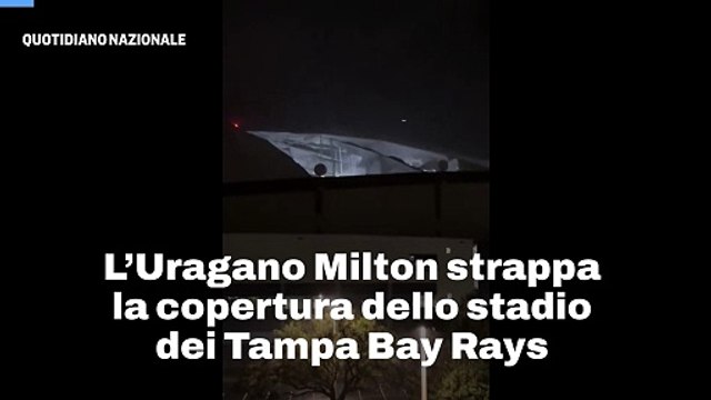 L'Uragano Milton strappa la copertura dello stadio dei Tampa Bay Rays