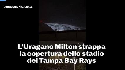 L'Uragano Milton strappa la copertura dello stadio dei Tampa Bay Rays