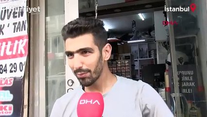 Kucağında bebekle motosiklet kaskı çaldı!