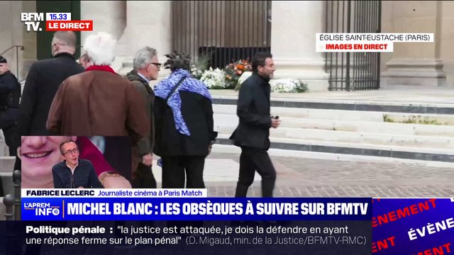 De nombreuses personnalités, dont les membres de la troupe du Splendid, présentes aux obsèques de Michel Blanc cet après-midi à Paris: Josiane Balasko, Christian Clavier, Marie-Anne Chazel...