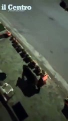 "Eccola!". L'orsa Gemma di notte a Scanno, e si vede un'auto che la segue...