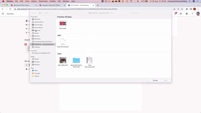 How to USE Microsoft Yammer for Office 365 On a Mac - Tutorial 11 - Upload an Excel File - New