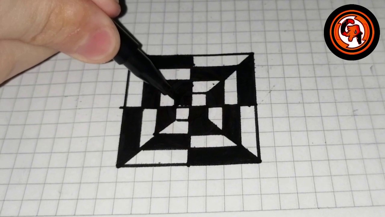 (VIDEO #0005) ️️ DRAWING an attractive checkered style design using markers.