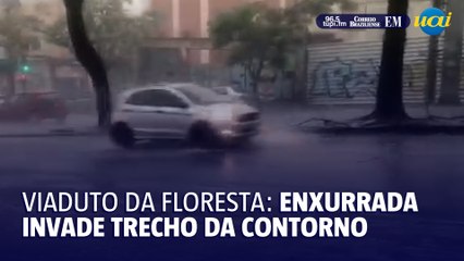 Enxurrada invade trecho do Viaduto da Floresta