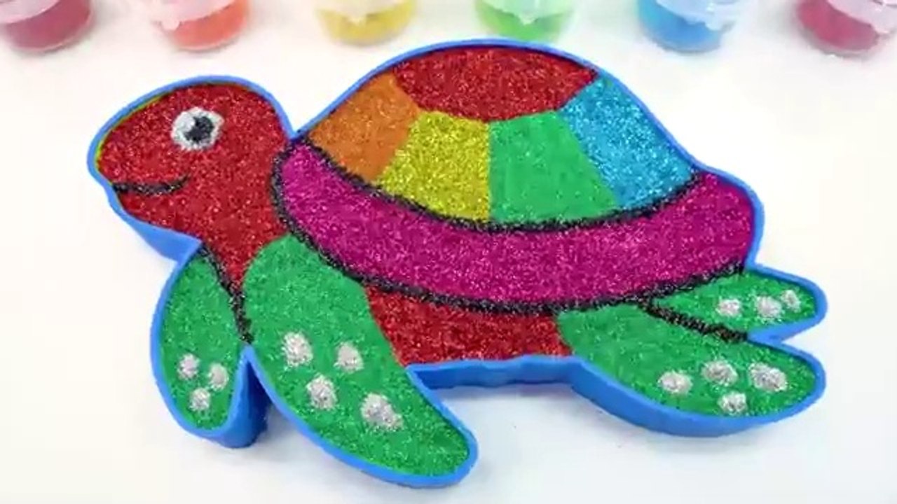 How to make turtle bathtub with glitter slime and cutting