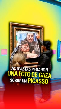 Activistas pegaron una foto de Gaza sobre un Picasso en Londres.