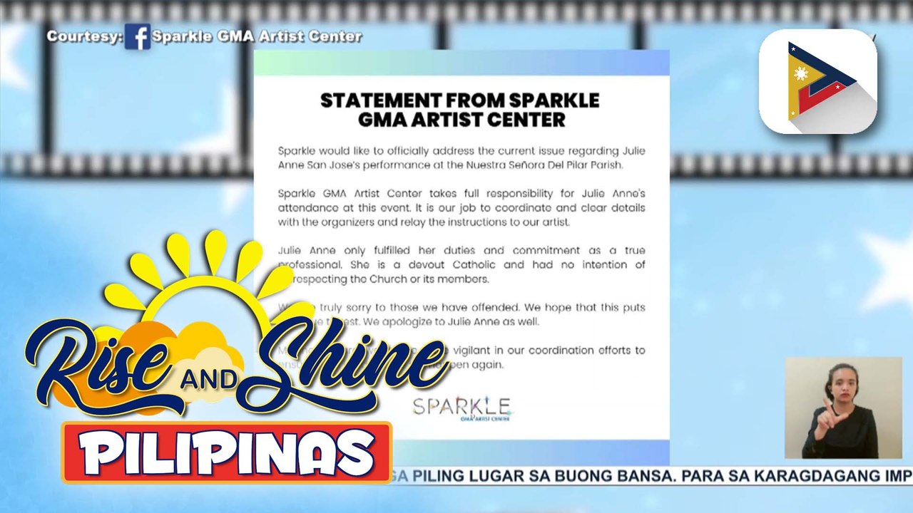 TALK BIZ | Sparkle Artist Center, inako ang responsibilidad sa binabatikos na church performance ni Julie Anne San Jose