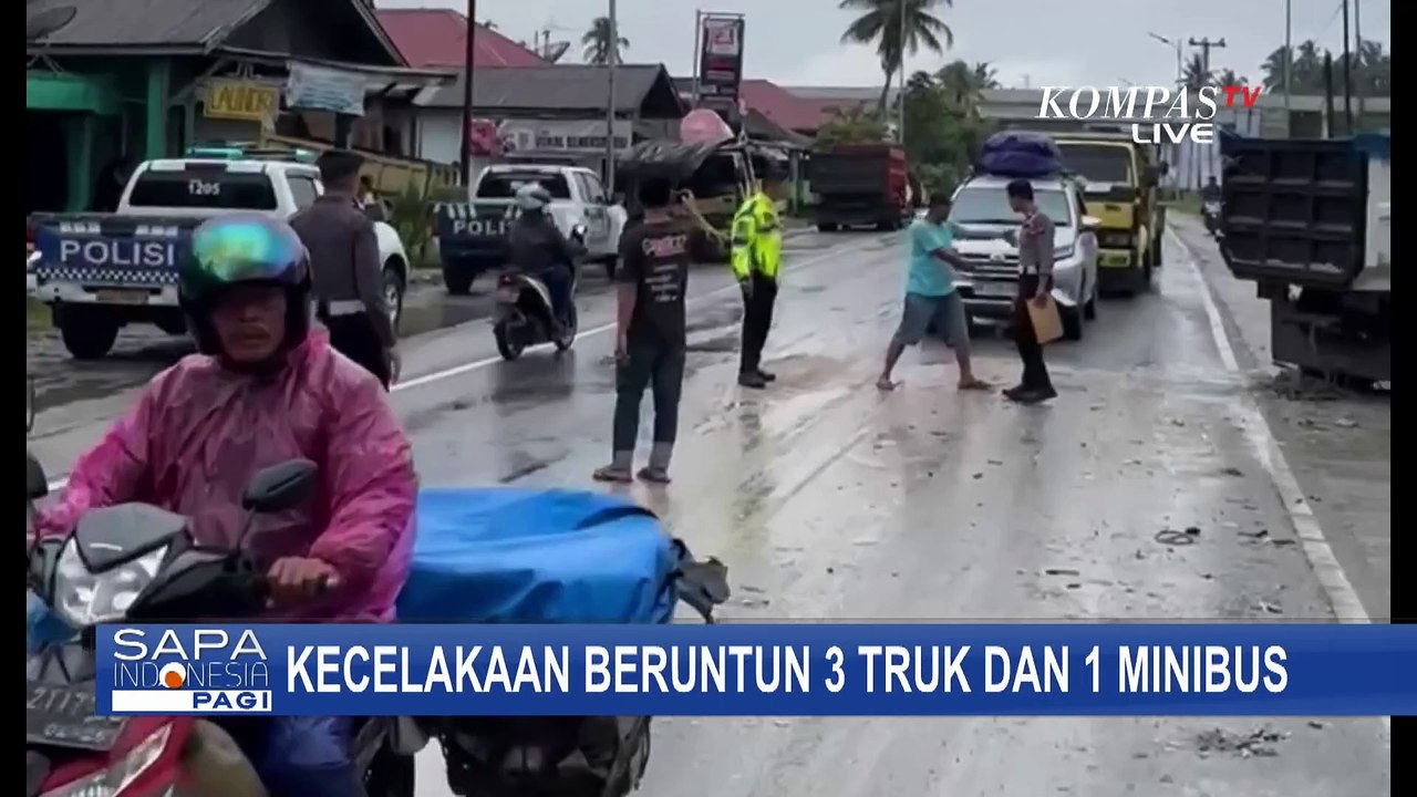 Penyebab Kecelakaan Beruntun 3 Truk dan 1 Minib...