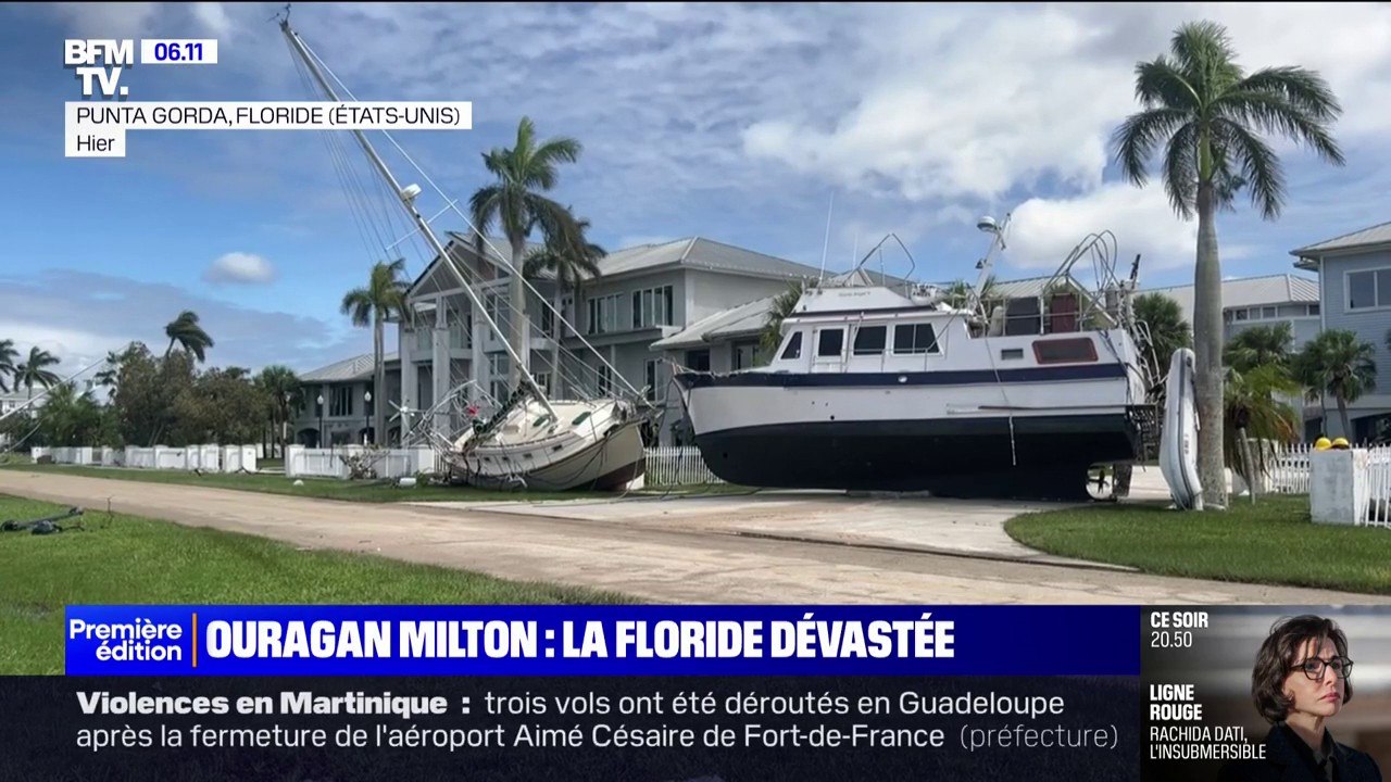Des bateaux qui s'échouent devant les maisons: les images surprenantes des dégâts en Floride après l'ouragan Milton