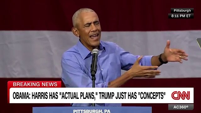 Obama slams Trump for hurricane misinformation at campaign rally in Pennsylvania for Harris