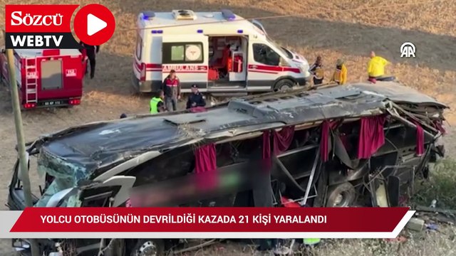 Yolcu otobüsünün devrildiği kazada 21 kişi yaralandı