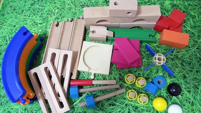 Wooden Marble Run Race ASMR! Colorful rails x large balls x wire marbles