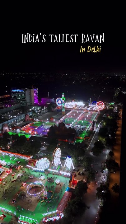 India's tallest Ravan 211 ft height is now there in Dwarka sector 10, Delhi  Share with whom you wanna visit here  [Ramlila, Dussehra mela, Navratri Special, India's tallest Ravan 211ft, Drone video, Delhi reels, Delhi Diaries, Delhi blogger, Dwarka secto