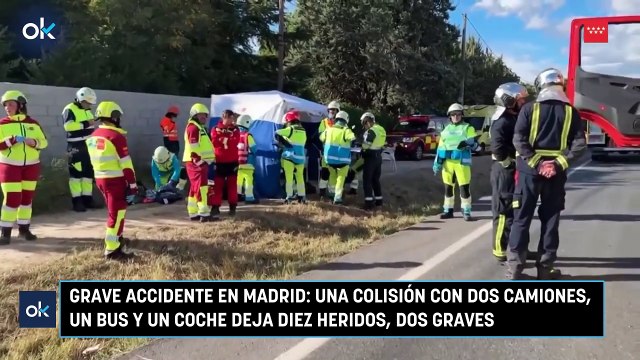 Un accidente múltiple con dos camiones, un autobús y un coche deja diez heridos, dos graves, en la M-500