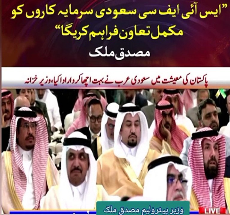 Federal minster of petroleum musdaq Malik speech at Pakistan and Saudi Arabia business forum