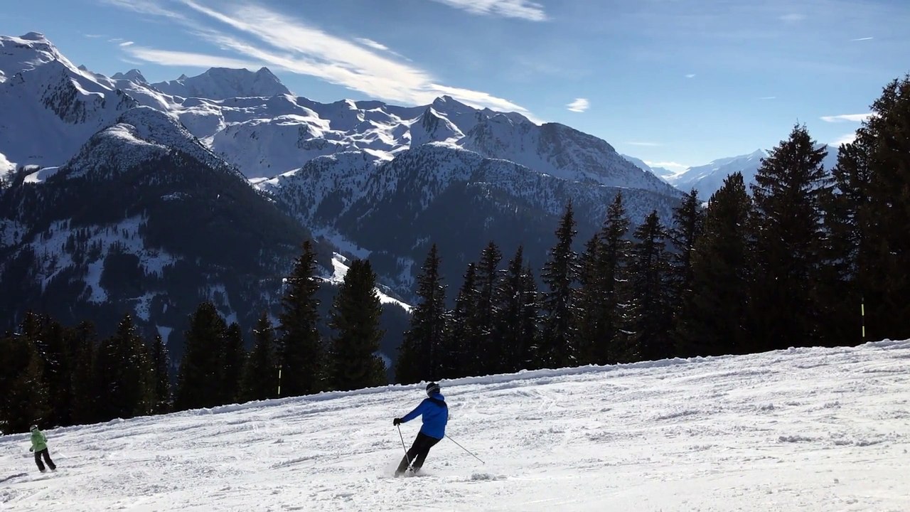 Sky on mountains-glaciers-snow skating forest with snow