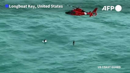 US Coast Guard rescues man clinging to a cool box near Longboat Key following Hurricane Milton
