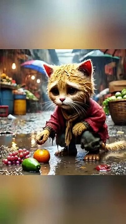Cat_humanity to small cat_Animation_Cartoons_Funny_entertainment