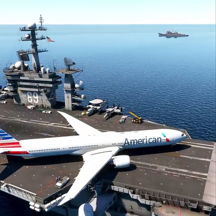 Grande Piloto! Boeing 777 da American Airlines decola perigosamente de porta-aviões