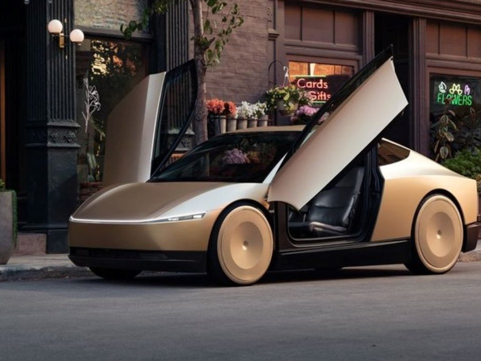 Elon Musk lässt sich vom neuen Robotaxi chauffieren