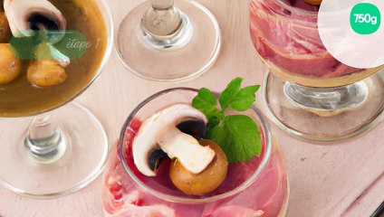 Verrines au jambon et champignons