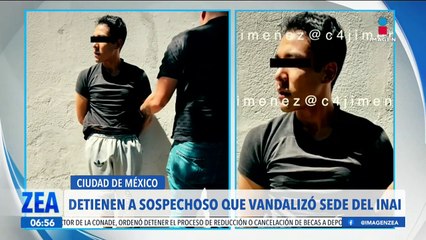 Detienen al hombre que presuntamente vandalizó la sede del INAI