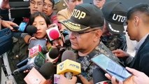 Sr. Gral. Sup. Álvaro José Álvarez Griffiths, Comandante General de la Policía Boliviana brinda una conferencia de prensa.