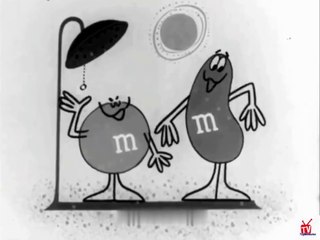 1960s M&Ms TV commercial - Bob & Ray comedy team & an ad for M&M fruit chewy