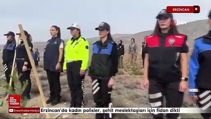 Erzincan'da kadın polisler, şehit meslektaşları için fidan dikti
