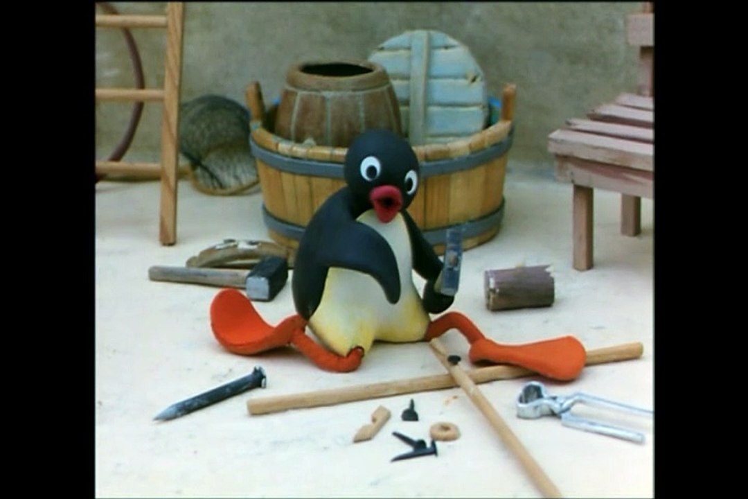 Pingu surfing the ice