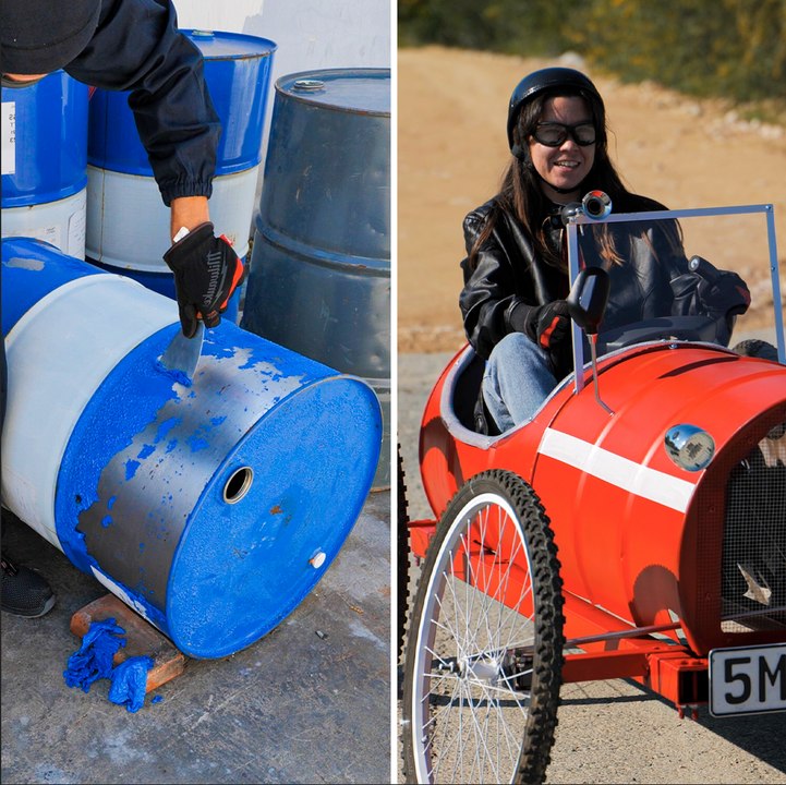 De la poubelle au trésor : Création d'une voiture de course vintage avec un tonneau en métal ! ♻️