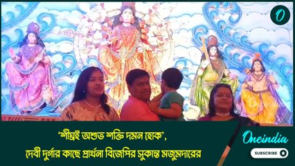 ‘শীঘ্রই অশুভ শক্তি দমন হোক’, দেবী দুর্গার কাছে প্রার্থনা বিজেপির সুকান্ত মজুমদারের