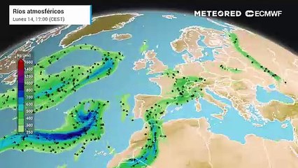 Ríos atmosféricos de humedad para los próximos días.
