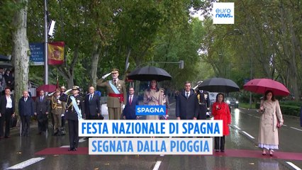 Télécharger la video: Festa nazionale in Spagna: a Madrid la parata militare, ma la pioggia rovina i programmi