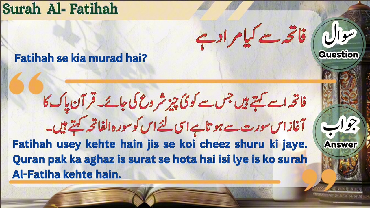 Surah Al-Faatihah Tafseer Quran Quiz Trivia Questions answers