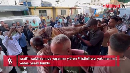 İsrail saldırılarında ölen Filistinlilere yakınlarının vedası yürek burktu
