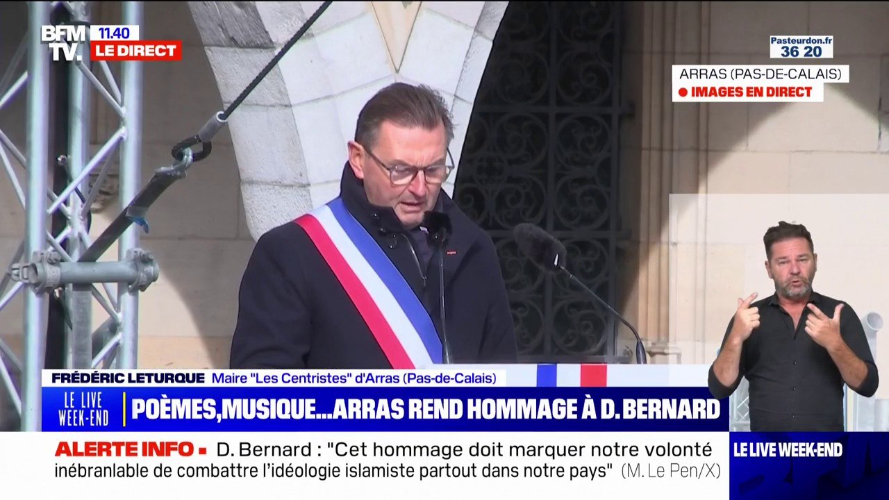 "Il y a un an, la ville d'Arras basculait dans l'horreur": le maire d'Arras rend hommage à Dominique Bernard