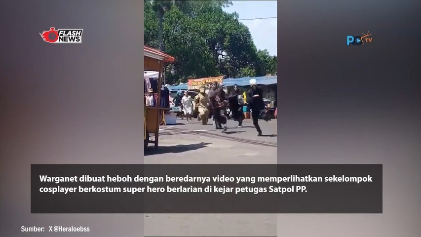 Para Superhero Viral Berlari Dikejar Satpol PP di Bandung